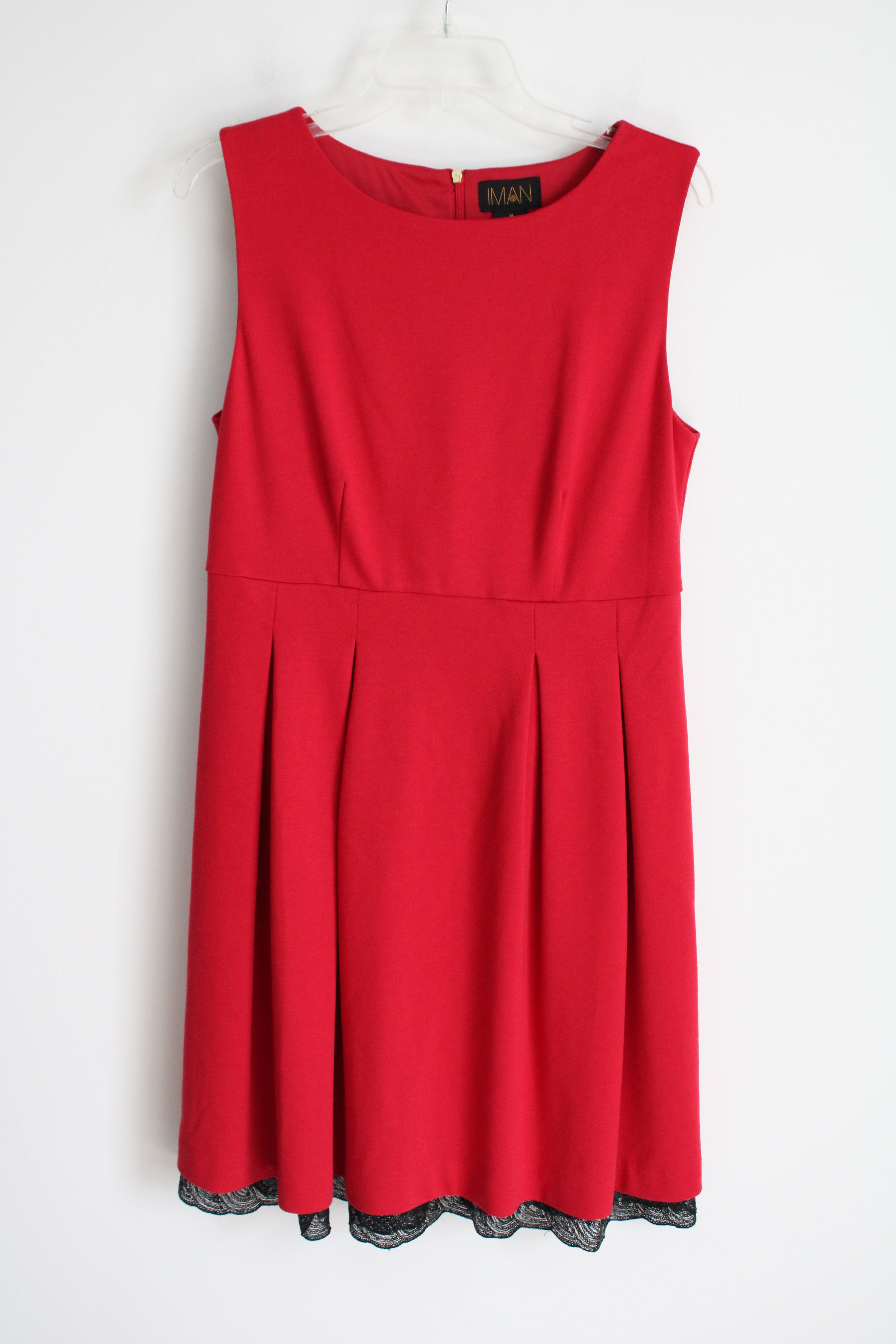 Iman Red Pleated Dress | M