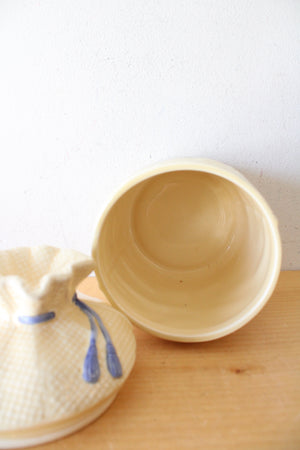 Vintage Hearth & Home Yellow Gingham Canister & Spoon Rest Set