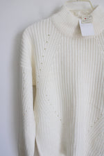 NEW Poof Apparel Cream Knit Mock Neck Sweater | M