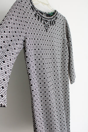 Wonder Black White Patterned Dress | S