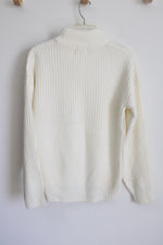 NEW Poof Apparel Cream Knit Mock Neck Sweater | M