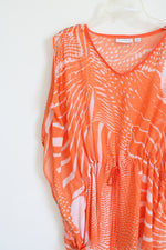 Susan Graver Orange Patterned Chiffon Cold Shoulder Blouse | M