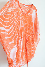 Susan Graver Orange Patterned Chiffon Cold Shoulder Blouse | M