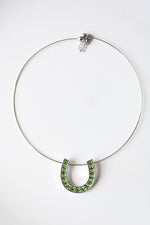 Montana Silversmiths Green Rhinestone Horseshoe Silver Choker Necklace