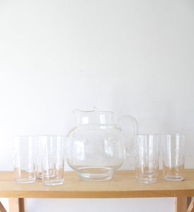 Princess House Vintage Heritage Pattern Glass Pitcher & Cup Set