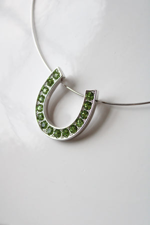 Montana Silversmiths Green Rhinestone Horseshoe Silver Choker Necklace