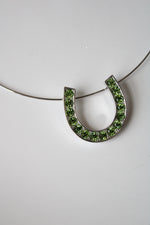 Montana Silversmiths Green Rhinestone Horseshoe Silver Choker Necklace