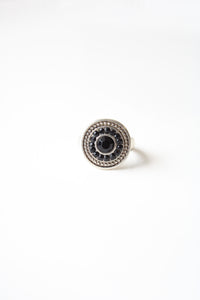 Black Stone Silver Ring | Size 7.5