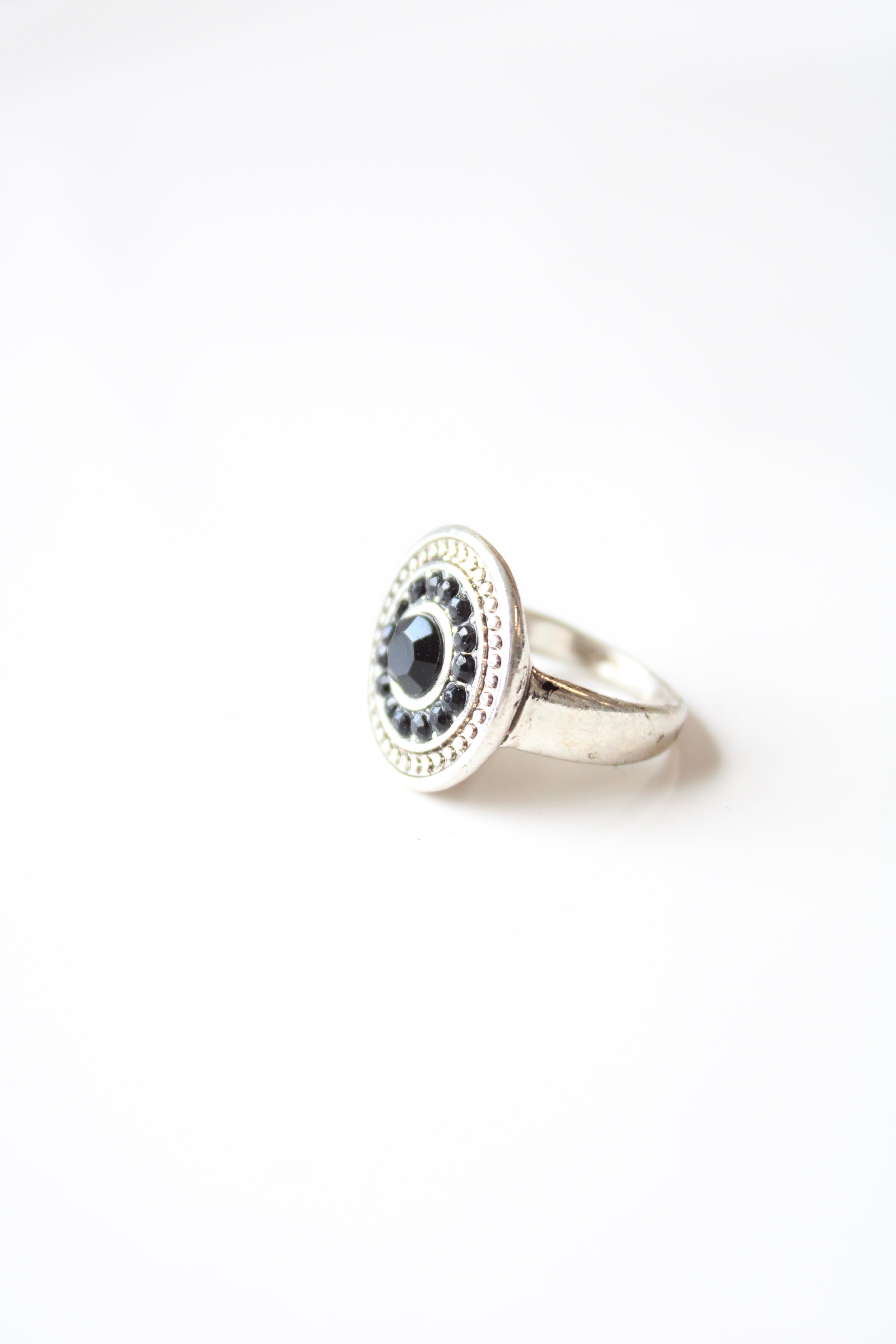 Black Stone Silver Ring | Size 7.5