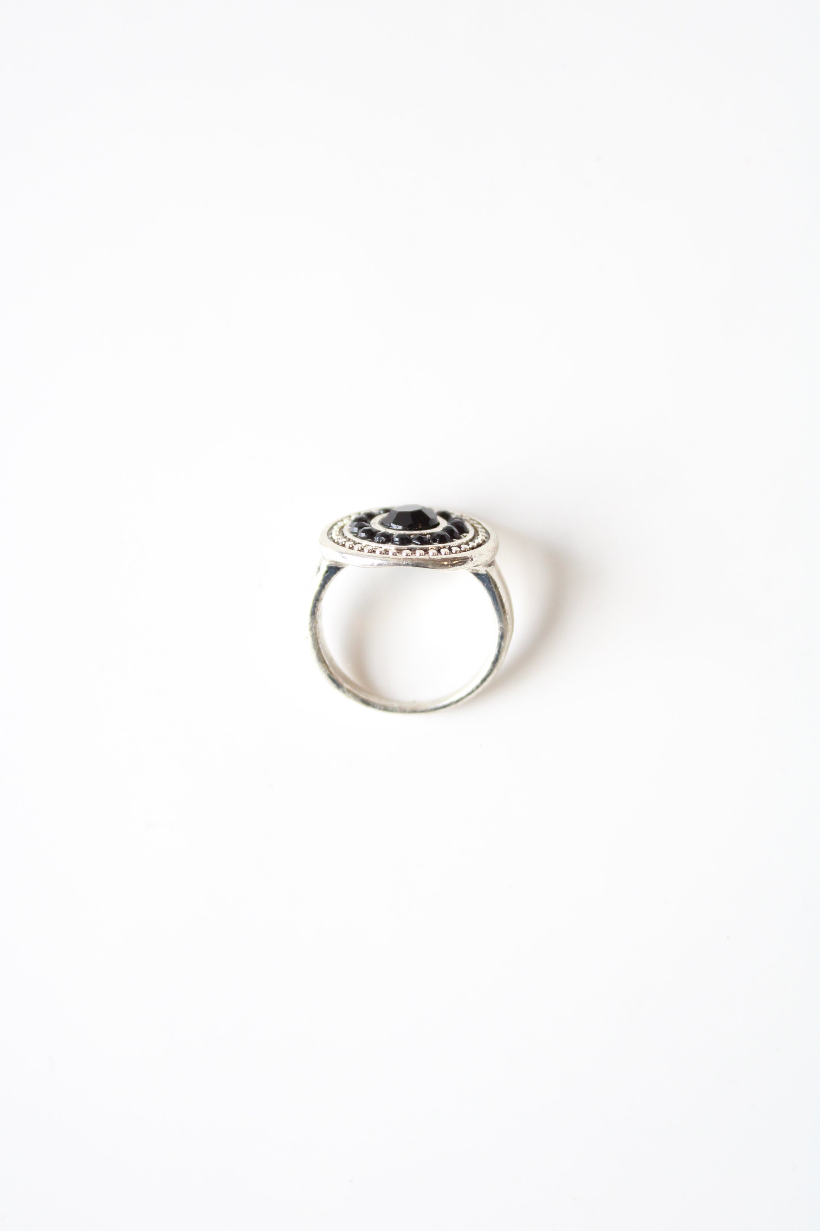 Black Stone Silver Ring | Size 7.5