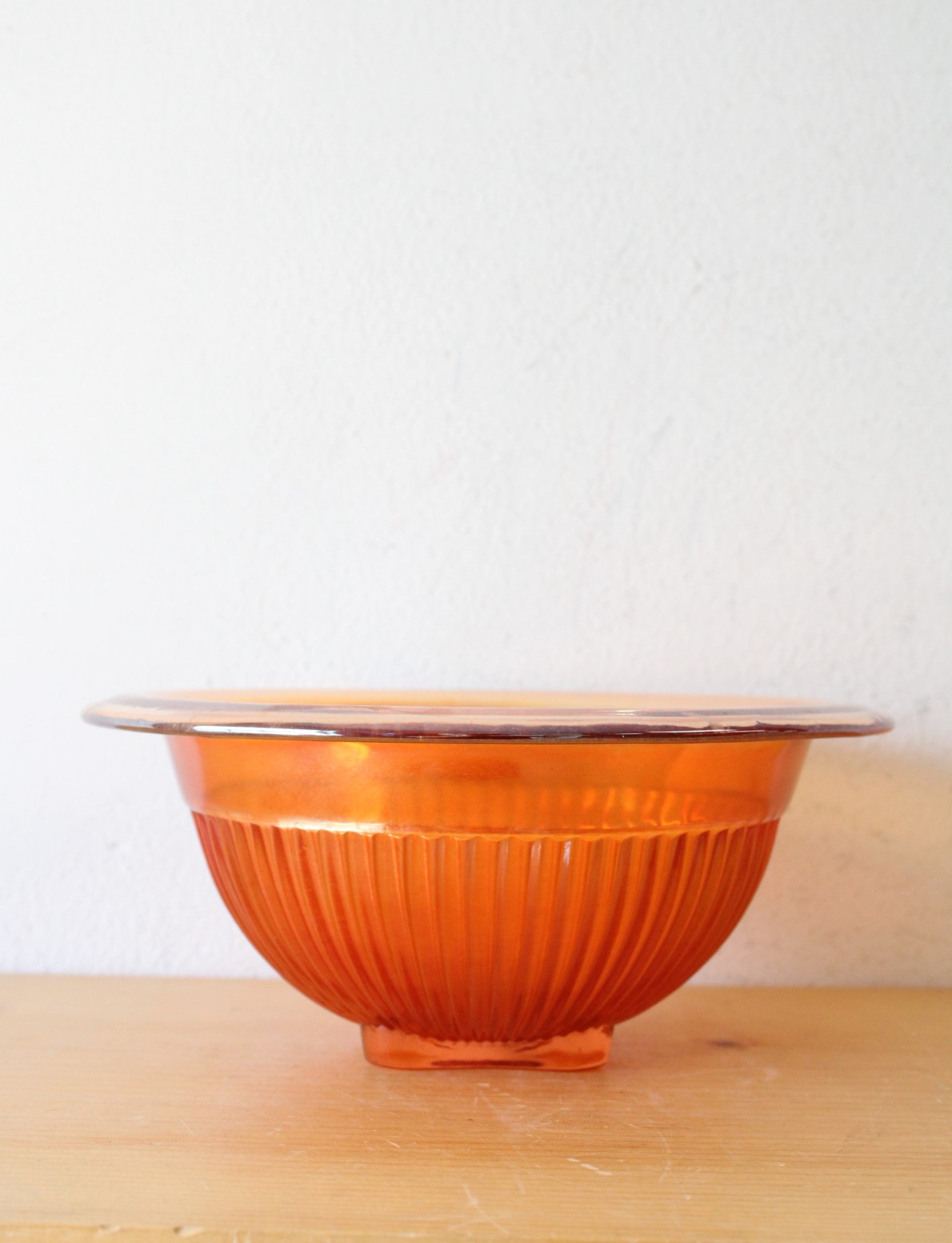 Federal Ribbed Iridescent Orange Depression Glass Bowl