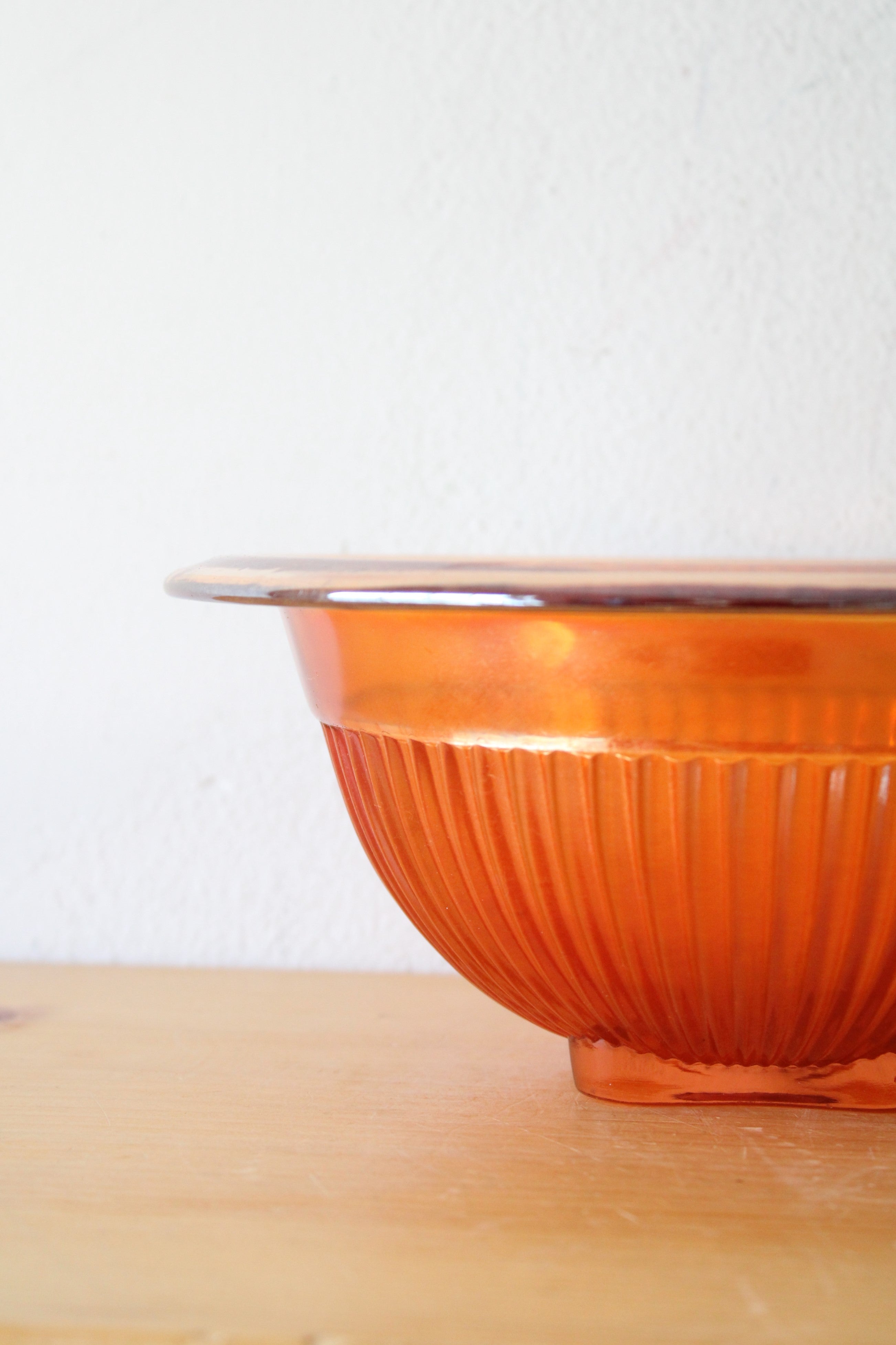 Federal Ribbed Iridescent Orange Depression Glass Bowl