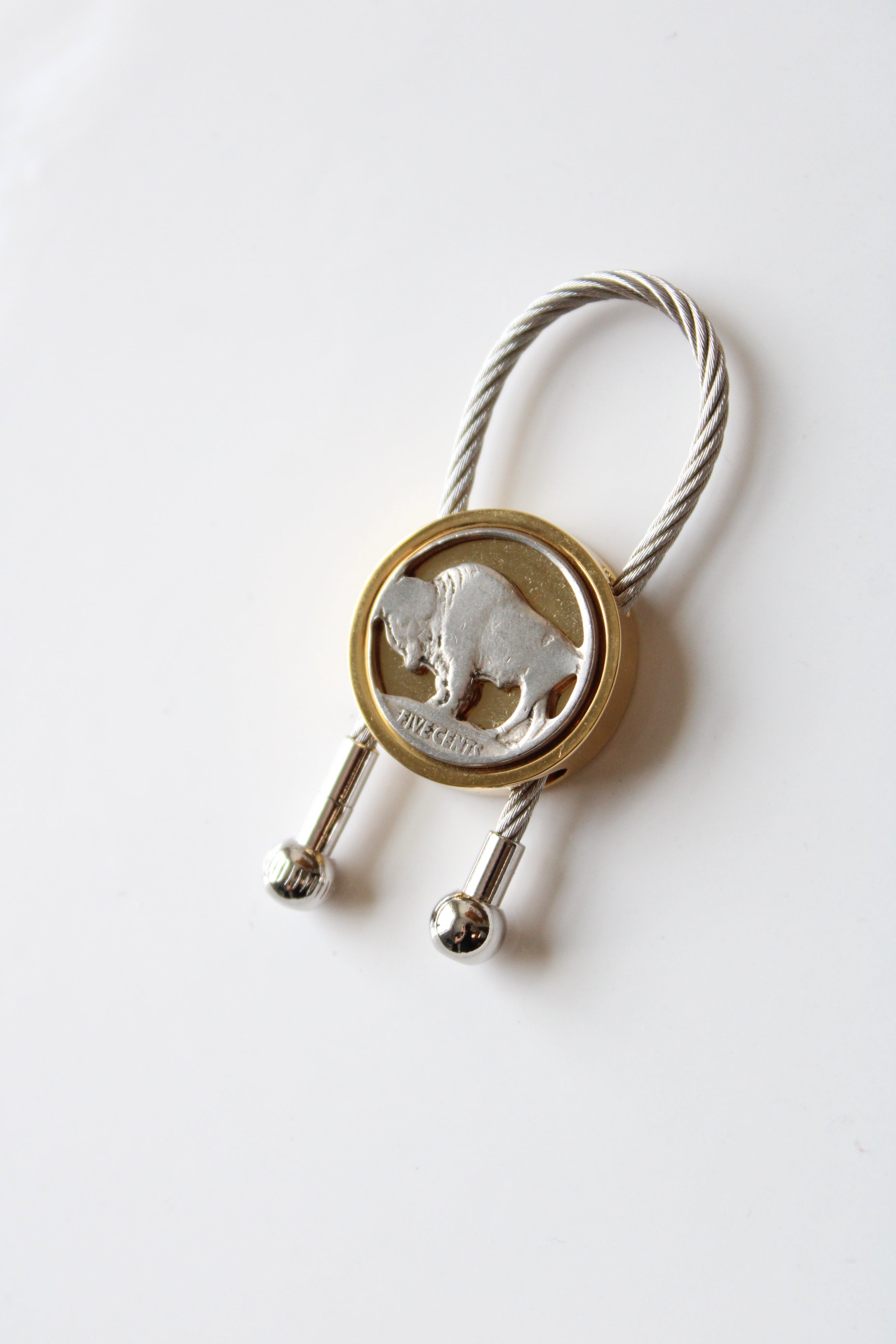 Gold & Silver Nickel Buffalo Keychain