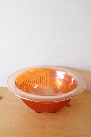 Federal Ribbed Iridescent Orange Depression Glass Bowl