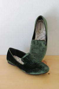 Birdies Starling Olive Green Velvet Slipper Flats | 6