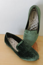 Birdies Starling Olive Green Velvet Slipper Flats | 6