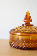 Indiana Glass Covered Amber Candy Dish