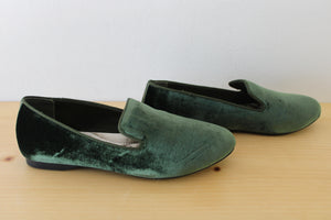 Birdies Starling Olive Green Velvet Slipper Flats | 6