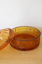 Indiana Glass Covered Amber Candy Dish