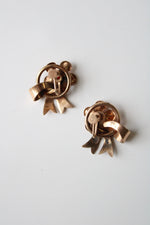 Vintage Flower Design Screwback Pink Stone Earrings