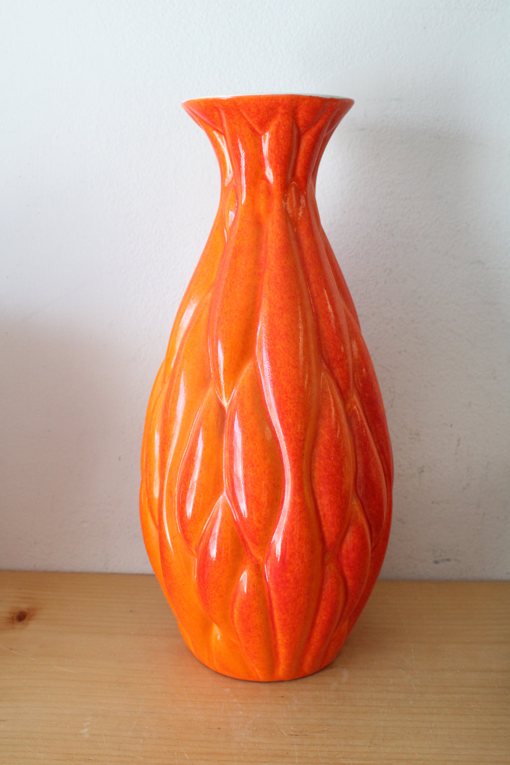 Royal Haegar Mid Century Orange Ceramic Large Textured Vase