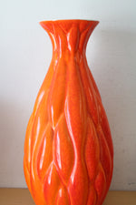 Royal Haegar Mid Century Orange Ceramic Large Textured Vase