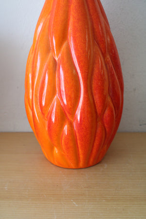 Royal Haegar Mid Century Orange Ceramic Large Textured Vase