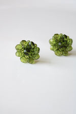 Joan Rivers Green Beaded Clip-On Gold Earrings