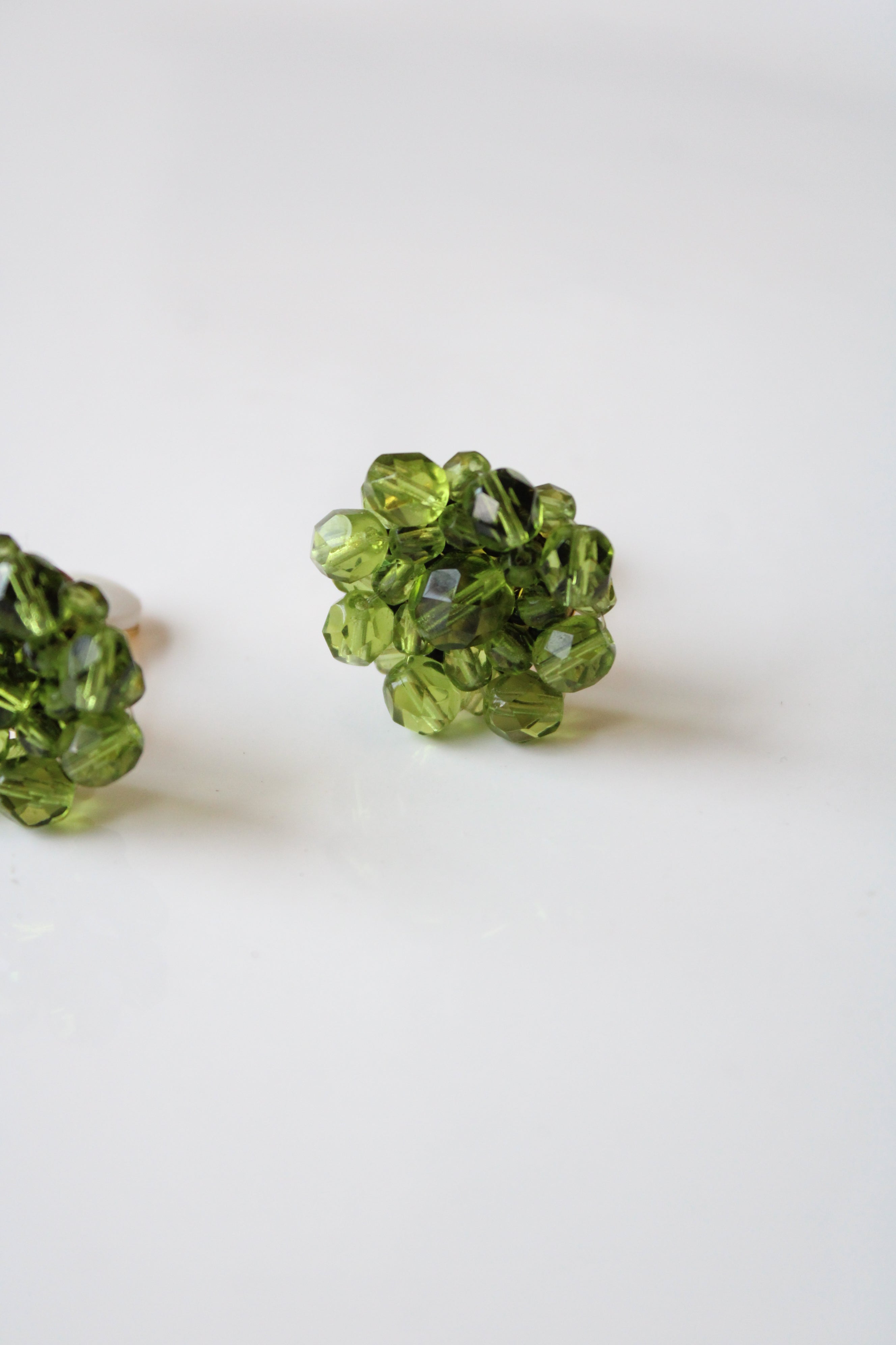 Joan Rivers Green Beaded Clip-On Gold Earrings