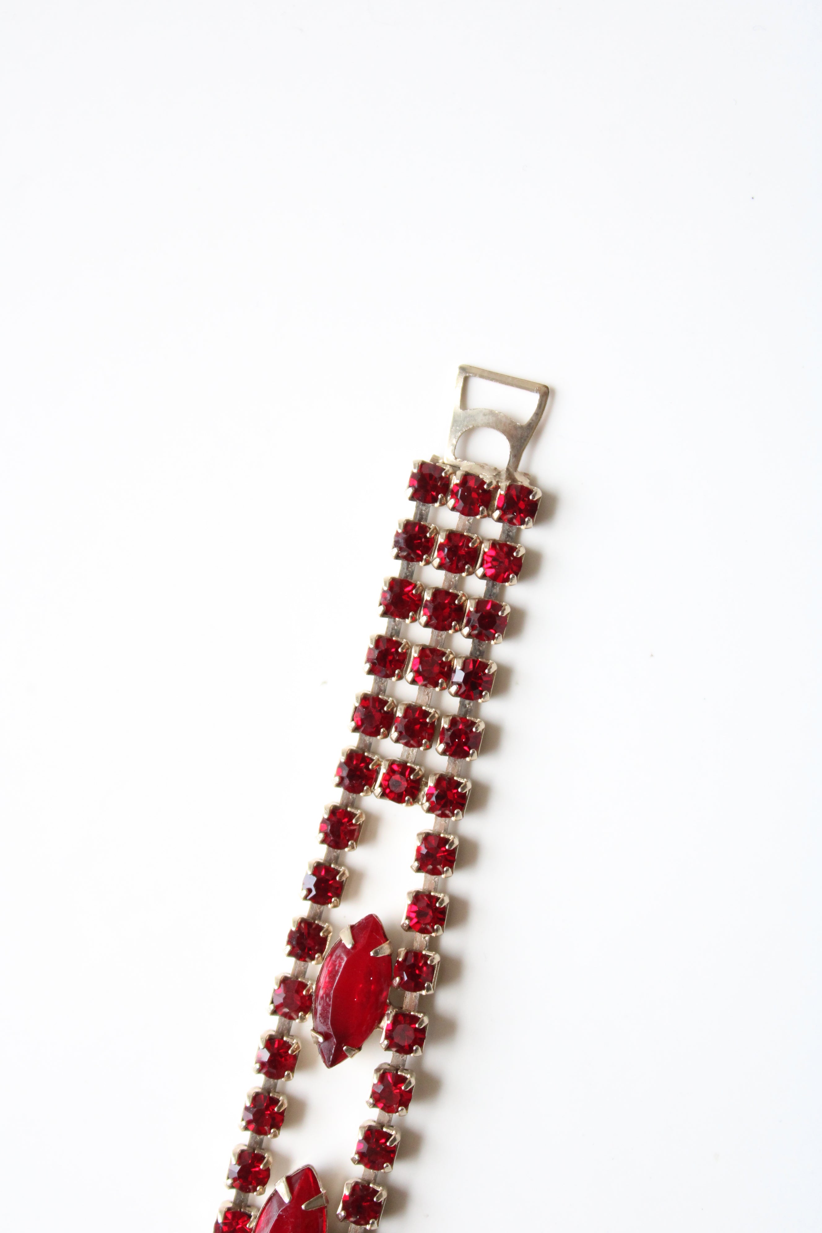 Red Ruby Rhinestone Vintage Bracelet