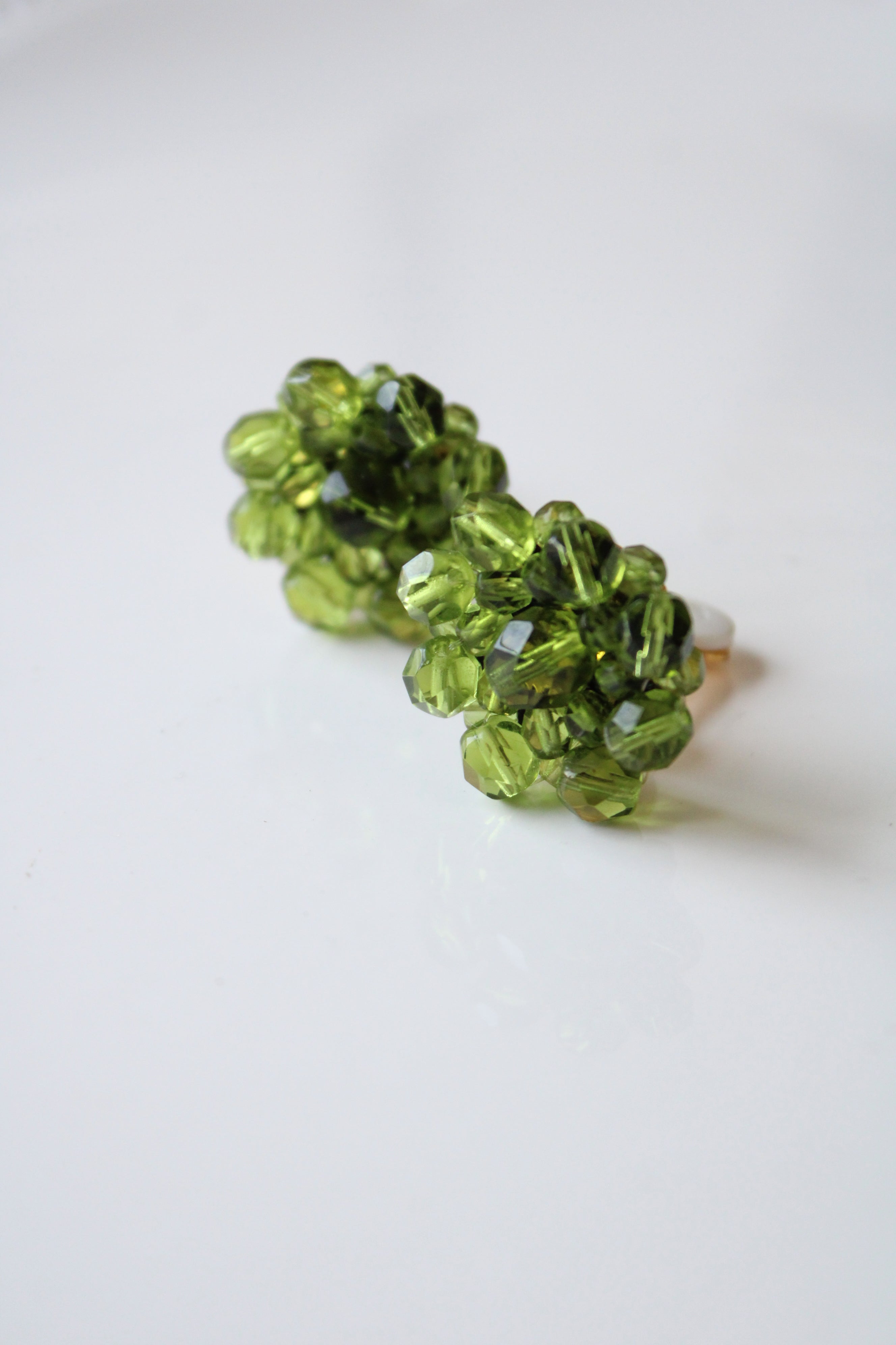 Joan Rivers Green Beaded Clip-On Gold Earrings