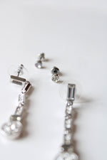 Silver Clear Rhinestone Drop Earring & Studs Set