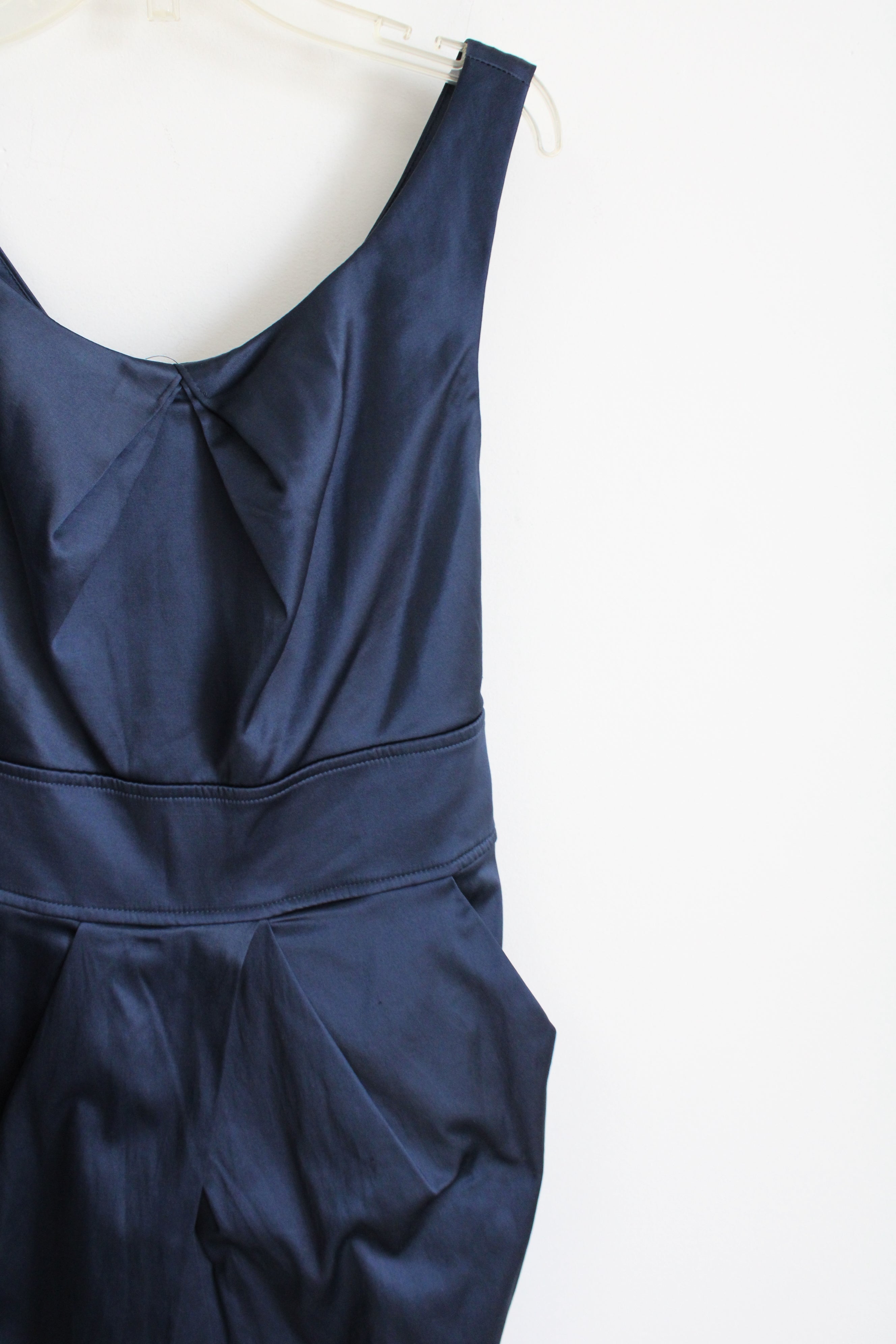 Pompous Girly Navy Blue Satin Dress | 13