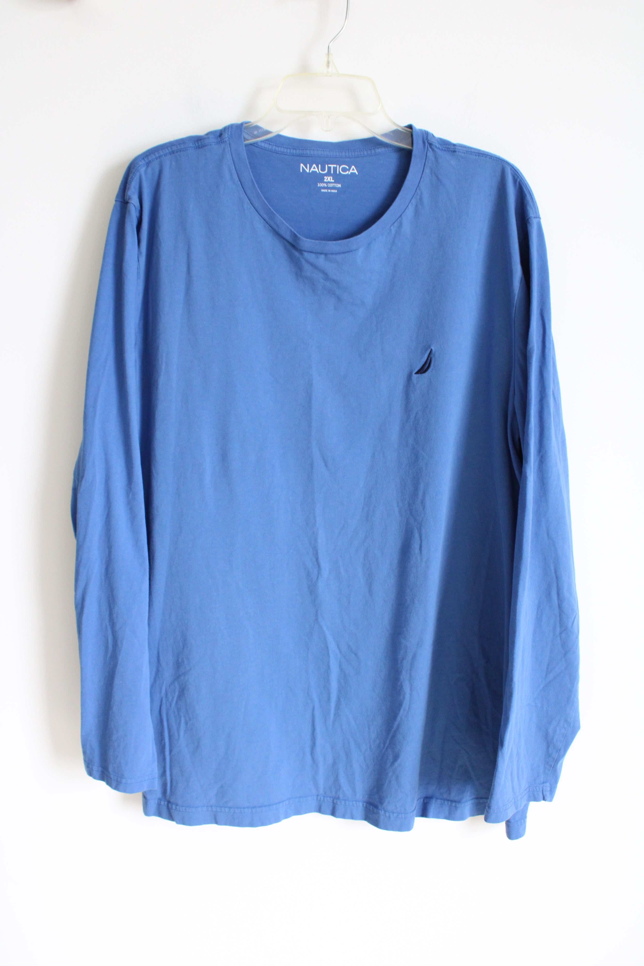 Nautica Blue Cotton Long Sleeved Shirt | 2XL