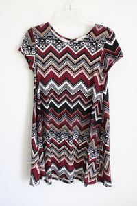 Derek Heart Maroon Chevron Dress | S