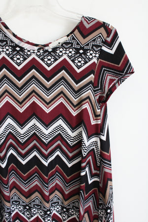 Derek Heart Maroon Chevron Dress | S