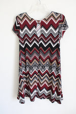 Derek Heart Maroon Chevron Dress | S