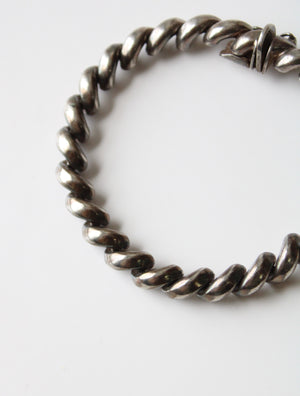 Vintage Sterling Silver Macaroni Chain Bracelet