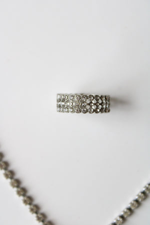 Vintage Rhinestone Necklace & Ring Set