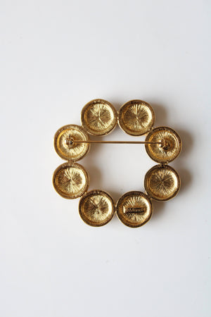 Gold & Black Stone Circle Pin