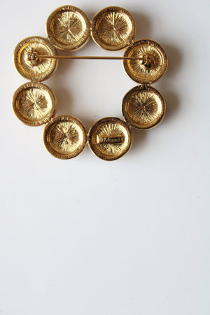 Gold & Black Stone Circle Pin