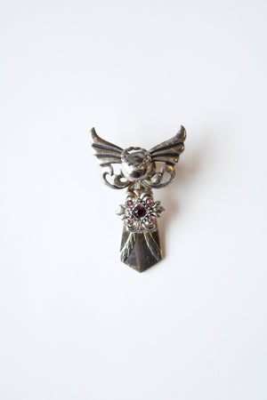 Silver Angel & Pink Rhinestone Pin