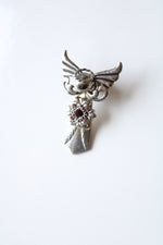 Silver Angel & Pink Rhinestone Pin