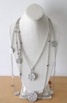 Layered Silver Chain Necklace & Beaded Pendants