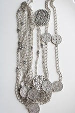 Layered Silver Chain Necklace & Beaded Pendants