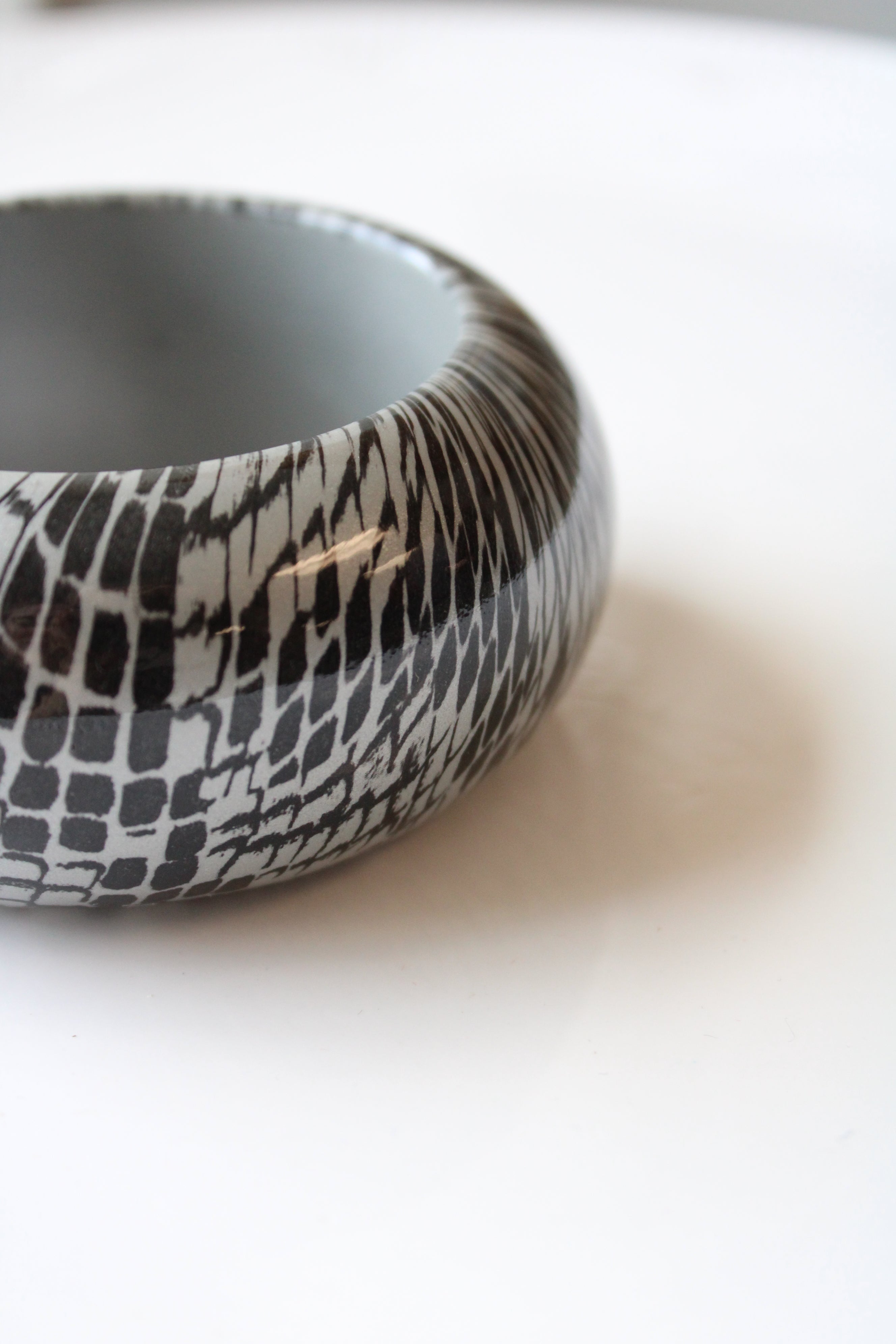 Kenneth Lane Black & Gray Chunky Snakeskin Bangle