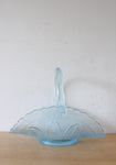 Princess House Ice Blue Etched Glass Basket