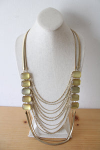 NEW Chico's Multi-Strand Layered Yellow Gemstone Gold Necklace