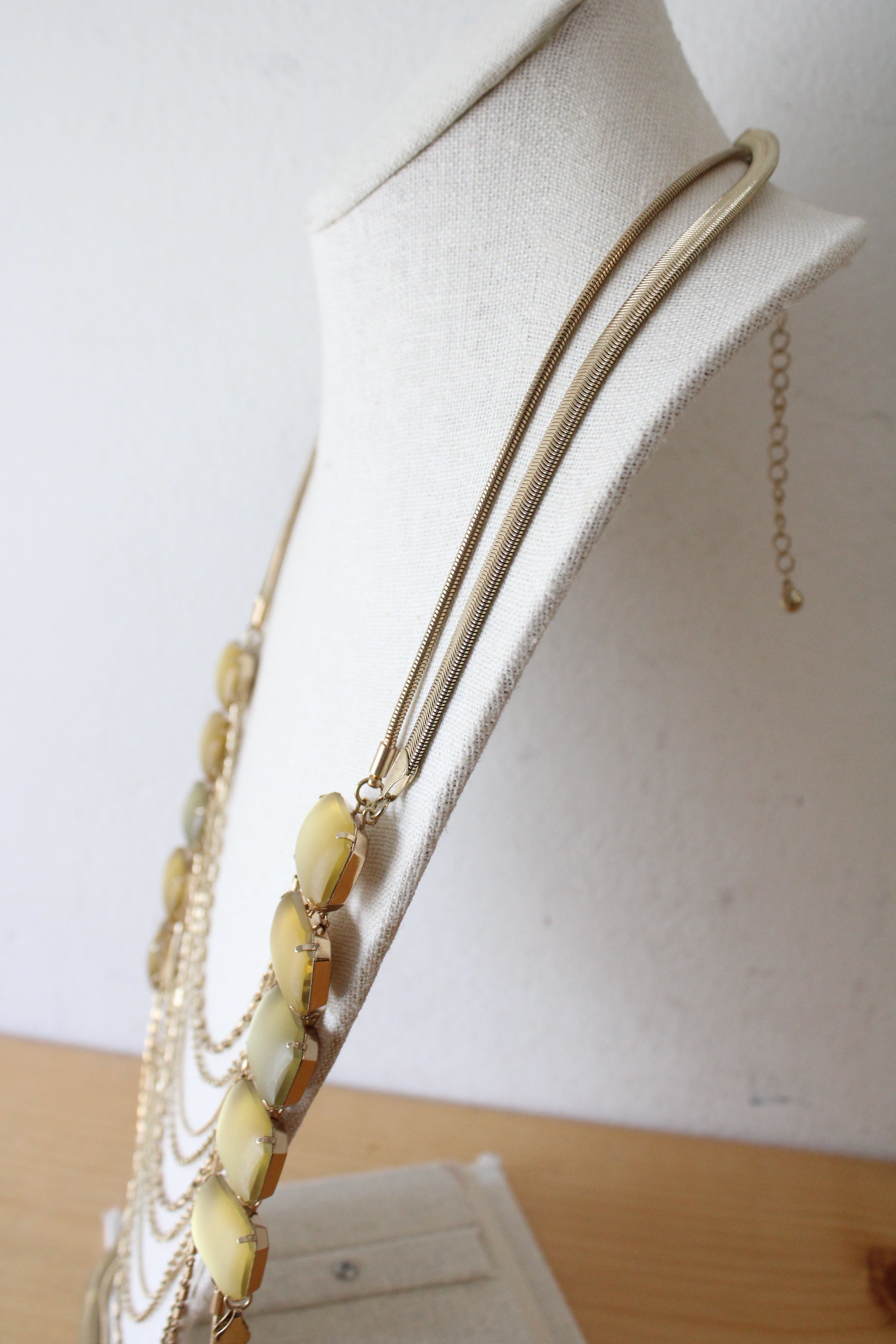 NEW Chico's Multi-Strand Layered Yellow Gemstone Gold Necklace