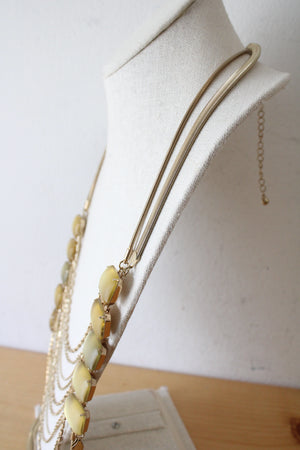 NEW Chico's Multi-Strand Layered Yellow Gemstone Gold Necklace